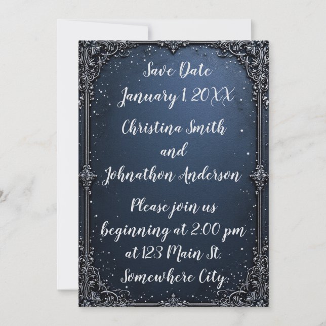 Invitación Elegant Blue Design Wedding Invitation (Anverso)