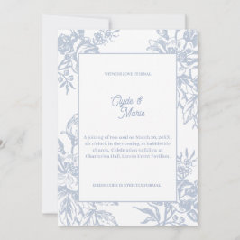 Invitación Elegant Blue Floral Formal Wedding Invitation | 