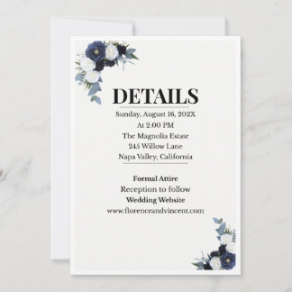 Invitación Elegant Blue Floral Wedding Invitation