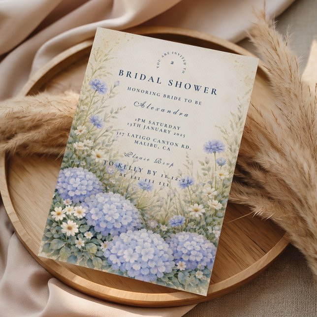 Invitación Elegant Blue Hydrangea Bridal Shower (Subido por el creador)