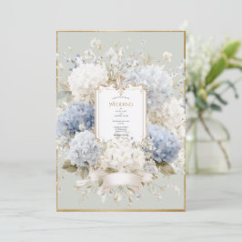 Invitación Elegant Blue Hydrangeas Sage Vintage Wedding