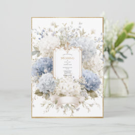 Invitación Elegant Blue Hydrangeas Vintage Budget Wedding