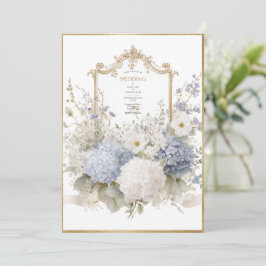 Invitación Elegant Blue Hydrangeas Vintage Wedding