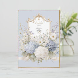Invitación Elegant Blue Hydrangeas Vintage Wedding