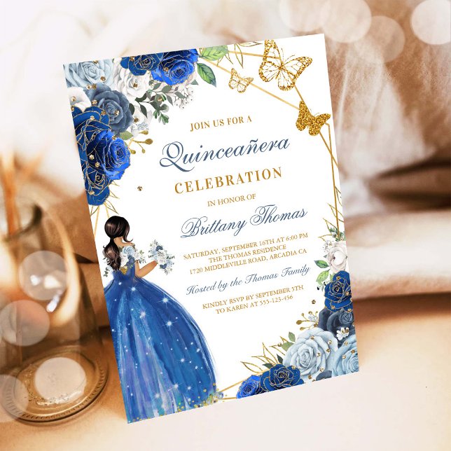 Invitación Elegant Blue Quinceañera Invitation (Subido por el creador)