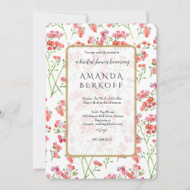 Invitación Elegant Blue & Red Flowers Bridal Shower 