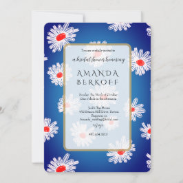 Invitación Elegant Blue & Red Flowers Bridal Shower 