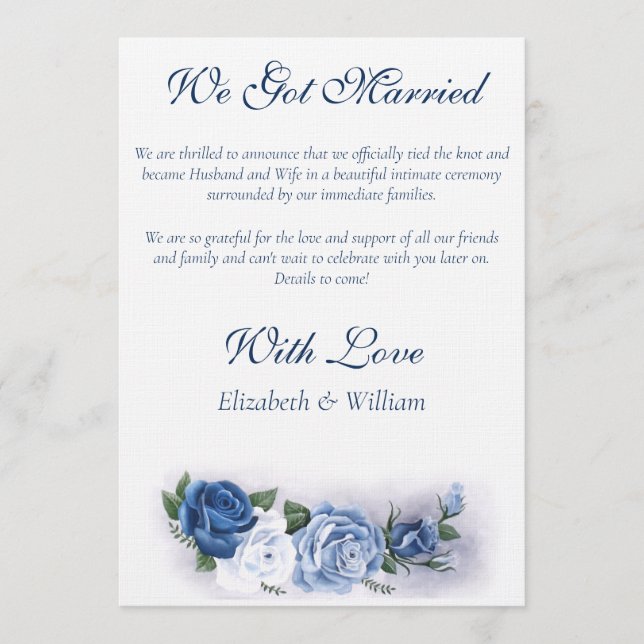 Invitación Elegant Blue Regency Cameo Roses (Anverso)