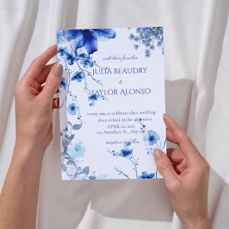 Invitación Elegant Blue Rose Wedding Invite