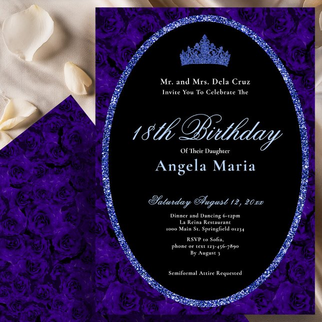 Invitación Elegant Blue Roses 18th Birthday Debut (Subido por el creador)
