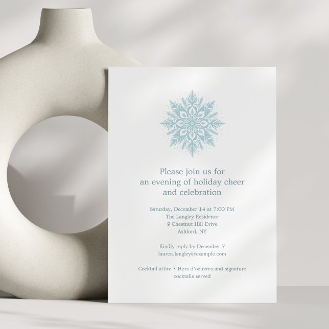 Invitación Elegant Blue Snowflake Simple Christmas Holiday (Subido por el creador)