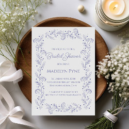 Invitación Elegant Blue Spring Floral Vines Bridal Shower