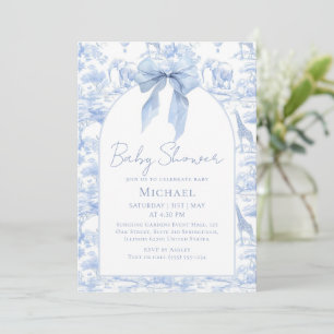 Invitación Elegant Blue Toile Safari Baby Shower Invitation