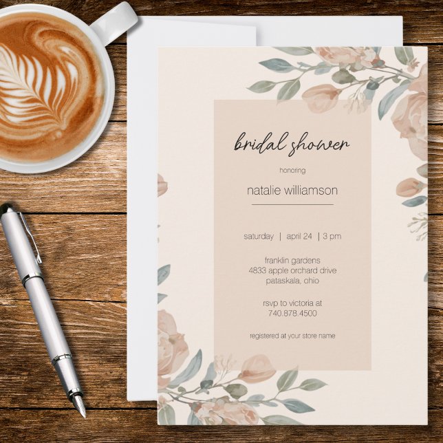 Invitación Elegant Blush Floral Bridal Shower  (Subido por el creador)
