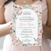 Elegant Blush Floral Butterflies Arch Quinceañera