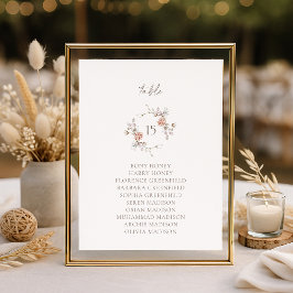 Invitación Elegant Blush Floral Monogram Table Seating Card