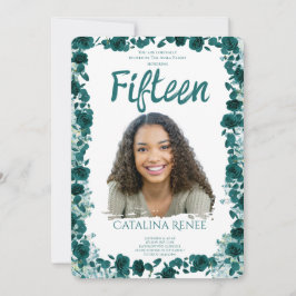 Invitación Elegant Blush Floral Quinceañera Invitation