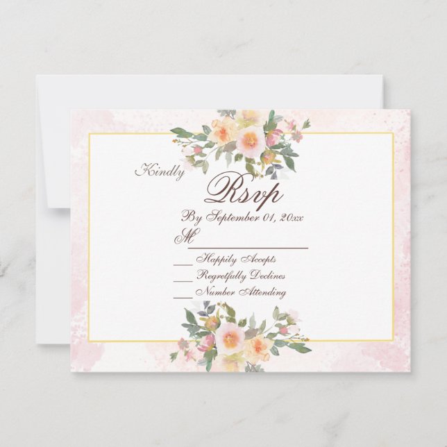 Invitación Elegant Blush Floral Wedding RSVP Card (Anverso)