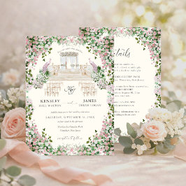 Invitación Elegant Blush Garden Wedding with Monogram 