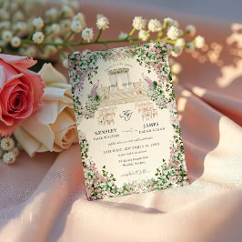 Invitación Elegant Blush Garden Wedding with Monogram