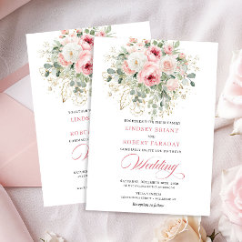 Invitación Elegant Blush Peony Gold Botanical Wedding Invite