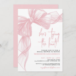 Invitación Elegant Blush Pink Bow Bridal Shower