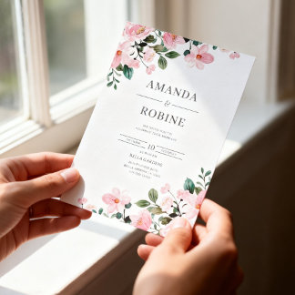 Invitación Elegant Blush Pink Floral Wedding Invitation