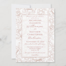 Invitación Elegant Blush Pink Hand-Drawn Floral Wedding  Invi