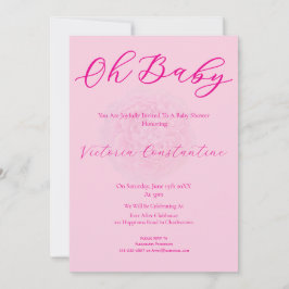 Invitación Elegant Blush Pink Oh Baby Bold Script Floral