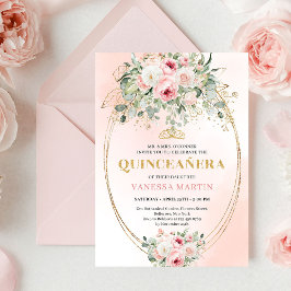 Invitación Elegant Blush Pink Rose Gold Quinceañera Invite