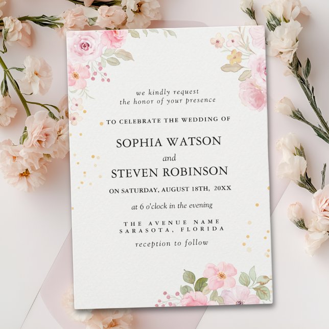 Invitación Elegant blush roses wedding (Subido por el creador)