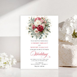 Invitación Elegant Boho Blush White Greenery Wedding Invite