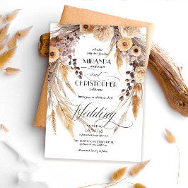 Invitación Elegant Boho Pampas Grass Wreath Rustic Wedding