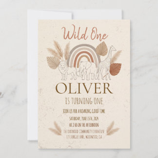 Invitación Elegant Boho Safari Wild One 1st Birthday