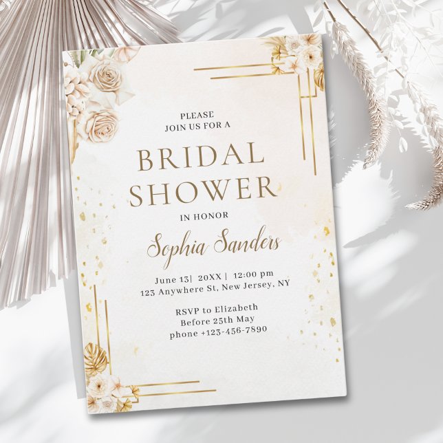 Invitación Elegant Boho Style with Beige & Yellow Flowers (Subido por el creador)