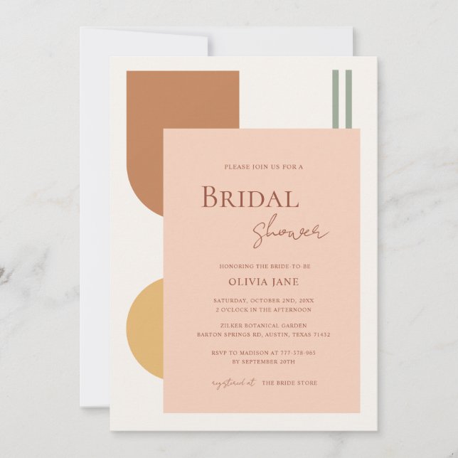 Invitación Elegant Boho Terracotta Arches Retro Bridal Shower (Anverso)