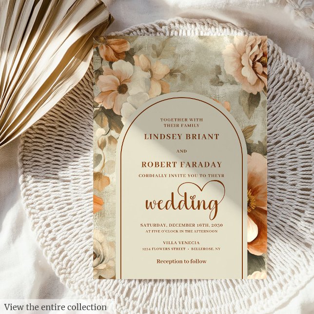 Invitación Elegant Boho Terracotta Ivory Sage Floral Wedding  (Elegant Boho Terracotta Ivory Sage Floral Wedding Invitation

)
