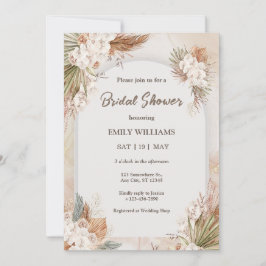 Invitación Elegant Boho Tropical Pampas Grass Bridal Shower