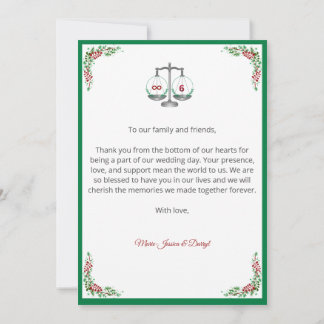Invitación Elegant Bordeaux Emerald Floral Wedding Thank You