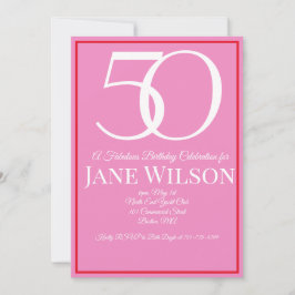 Invitación Elegant Border Script Pink 50th Birthday Party 