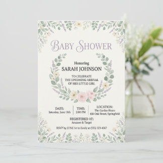 Invitación Elegant Botanical Baby Shower Invitation | Soft Fl