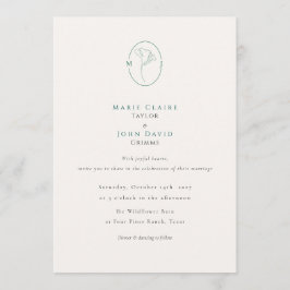 Invitación Elegant Botanical Emerald Monogram Wedding