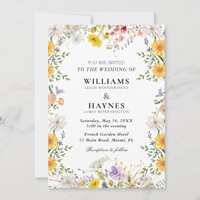 Invitación Elegant Botanical Floral Greenery Wedding (Anverso)