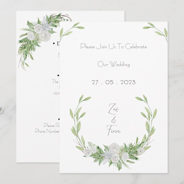 Invitación Elegant Botanical Green Leaves Nature Invitation (Anverso / Reverso)