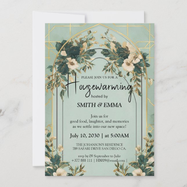 Invitación Elegant Botanical Housewarming Invitation Card (Anverso)