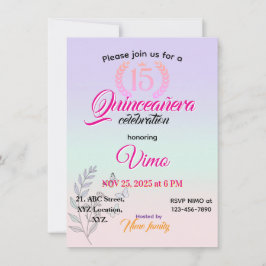Invitación Elegant Botanical Line Art Quinceañera Invitation