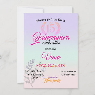 Invitación Elegant Botanical Line Art Quinceañera Invitation