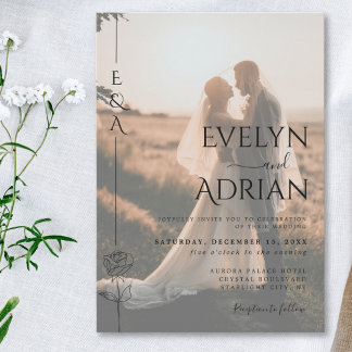 Invitación Elegant Botanical Modern Minimalist Photo Wedding