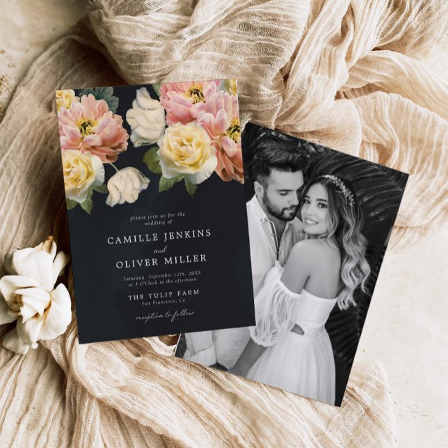 Invitación Elegant Botanical Moody Photo Wedding Invitation (Subido por el creador)