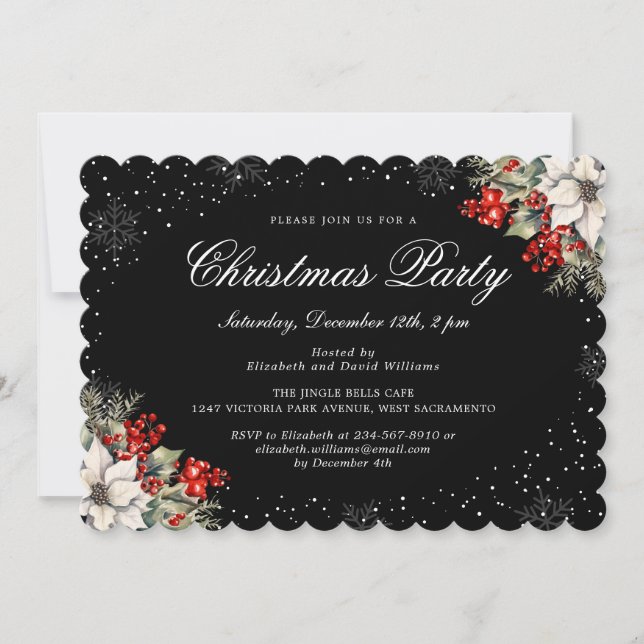 Invitación Elegant Botanical Purple Christmas Holiday Party (Anverso)
